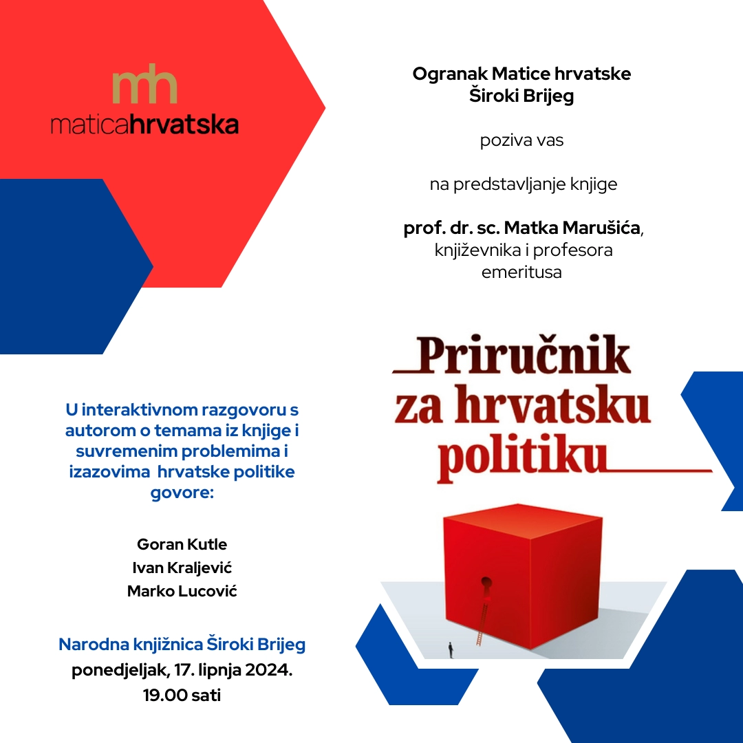 Predstavljanje nove knjige Matka Marušića u Širokom Brijegu